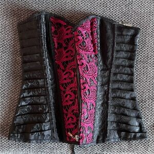 Black and Pink Lace Corset